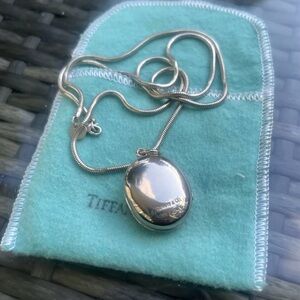 Tiffany & Co. Vintage 925 Italy Silver Oval Locket comes with a 24" chain RARE